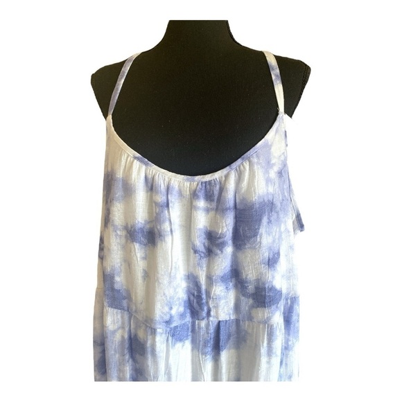 INDIGO ROSE TIE DYE BOHO FLOWY MAXI DRESS LINED BLUE & WHITE SIZE 2X NWT - Picture 6 of 10